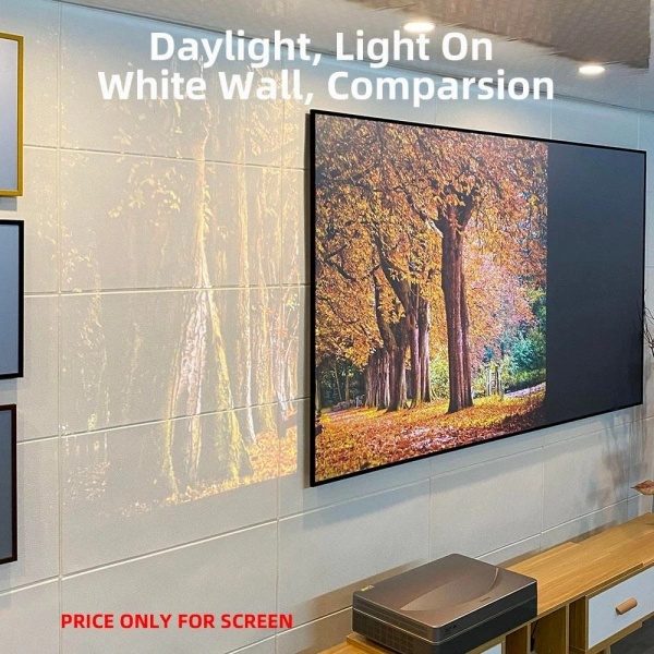HaoMing16 ：9 Fresnel Screen with Frame for Home Daylight, 3D 4K Full Ambient Light Rejecting All UST Projector Screens
