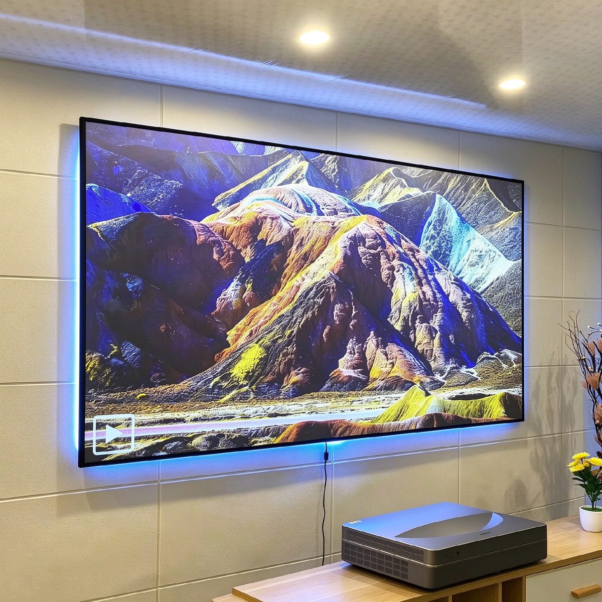 HaoMing4K Ultra Short Throw ALR PET Crystal UST Screen With Anti Lighting Aluminium Alloy Frame Day Lighting CBSP Screens 4k