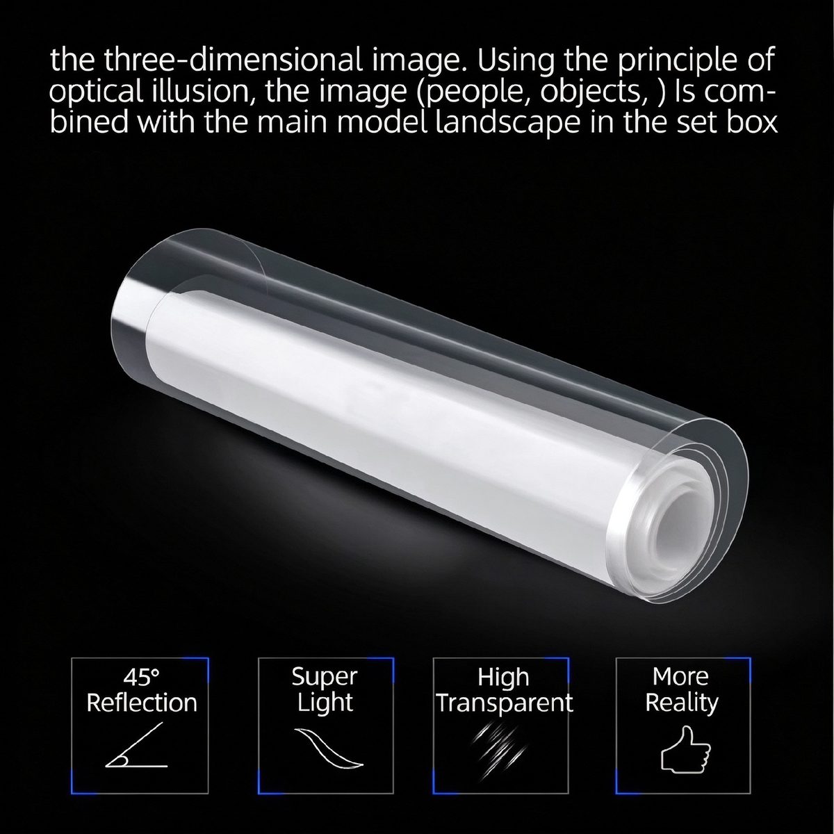 3D Holographic Film 45 Degree Reflection 4K Projection Screen for Exhibition Hall Stage Museum Product Launch
