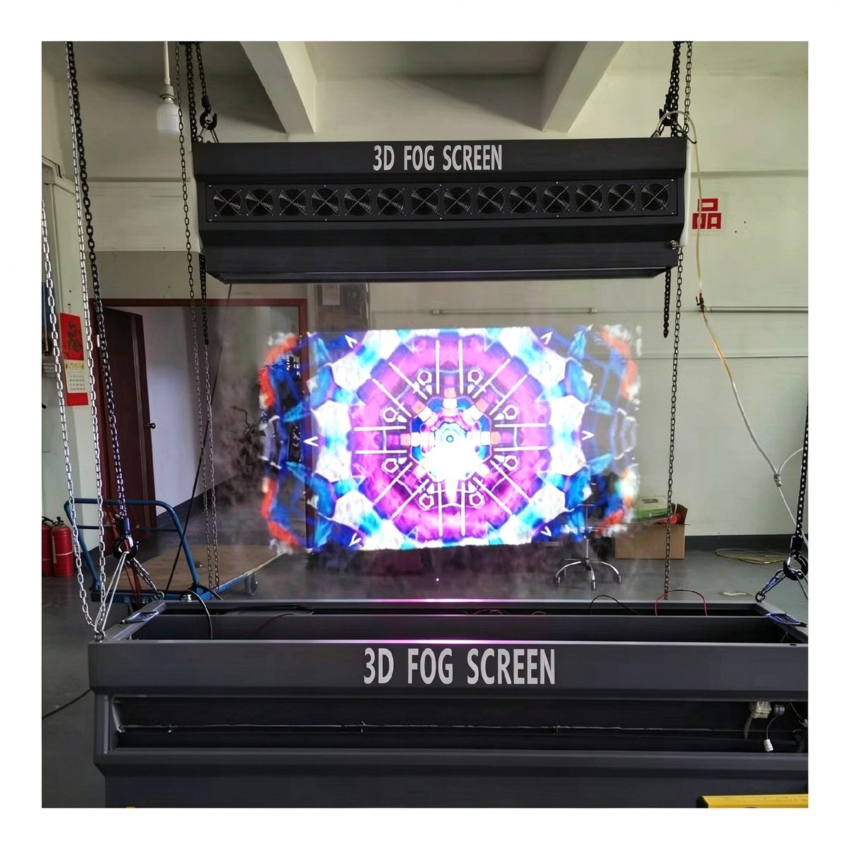 HaoMing Indoor Digital Advertising Holographic Projection Screen for 3D Lighting Show Ads Stage Background 3D Water Fog Screens