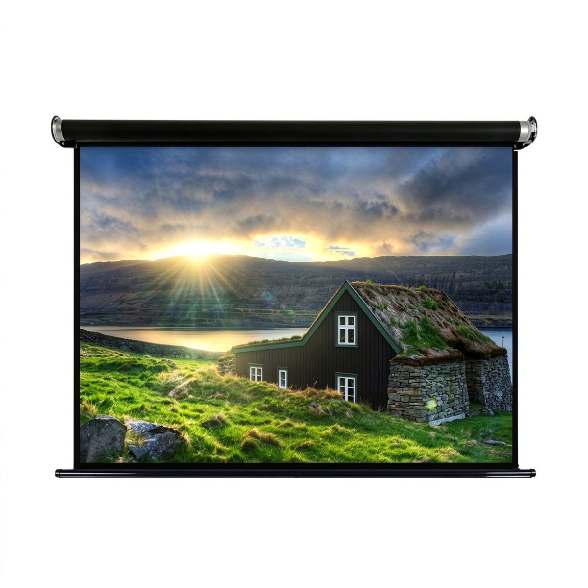 Manual Pull Down Projection Screen, 4K 8K Ultra HD 16:9 Optical Coating Projector Screen for Home Theater Office Education, High Gain Wide Viewing Angle