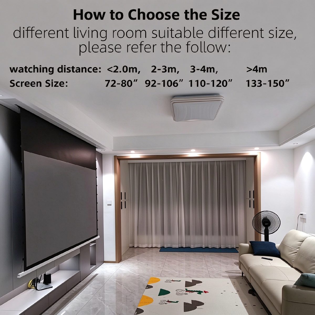 Hot Sale HaoMing 4K 120-Inch ALR PET Crystal Motorized Electric Projector Screen 16:9 Format Wall/Ceiling Mount for Home Theater