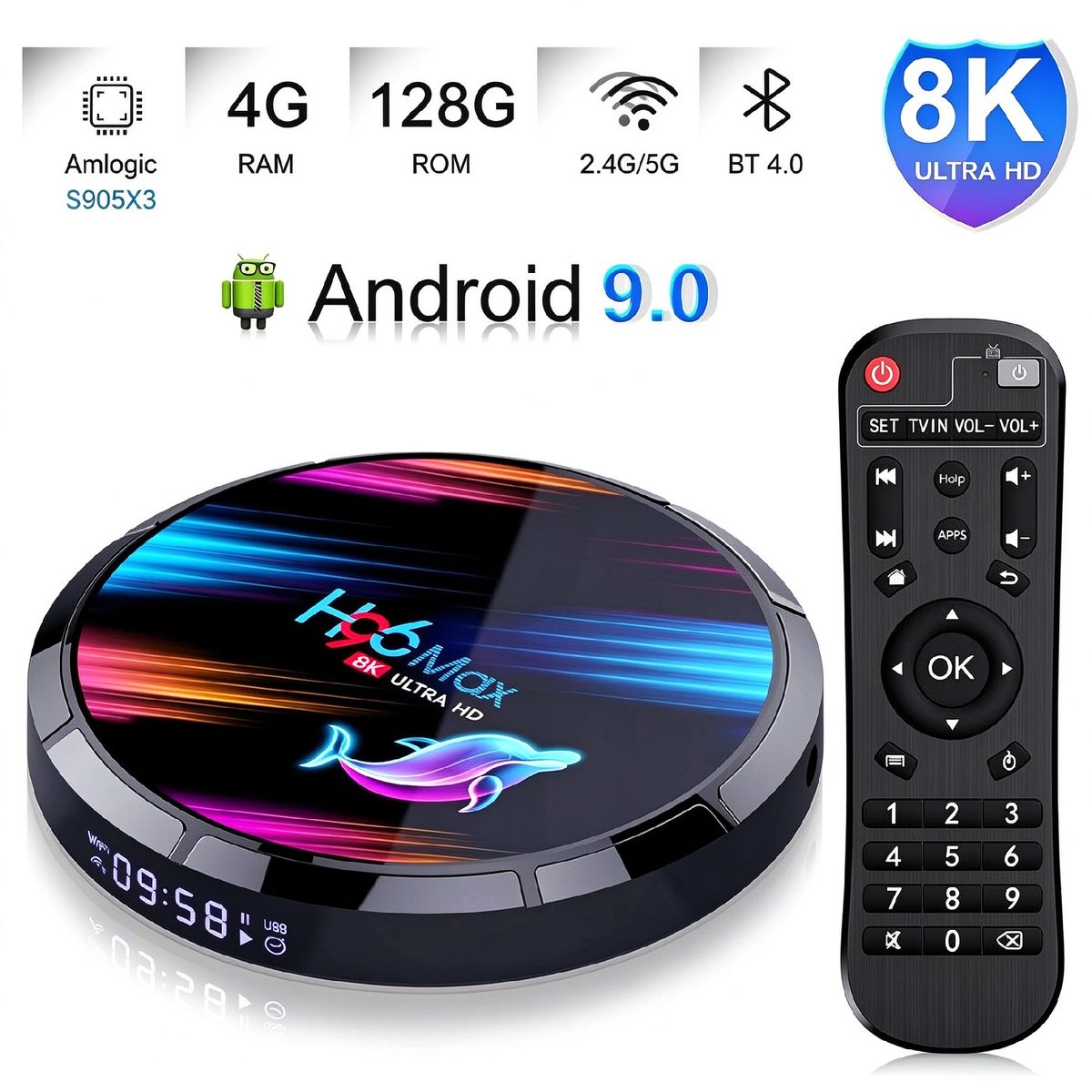 HaoMing H96 MAX Android TV Box S905 X3 HD 8K Set Top Box Android 9.0 Smart Tv Box With 4G/128G OTT Android Dongle for Home